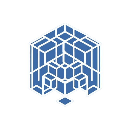 Geometric blue cube design on a green background