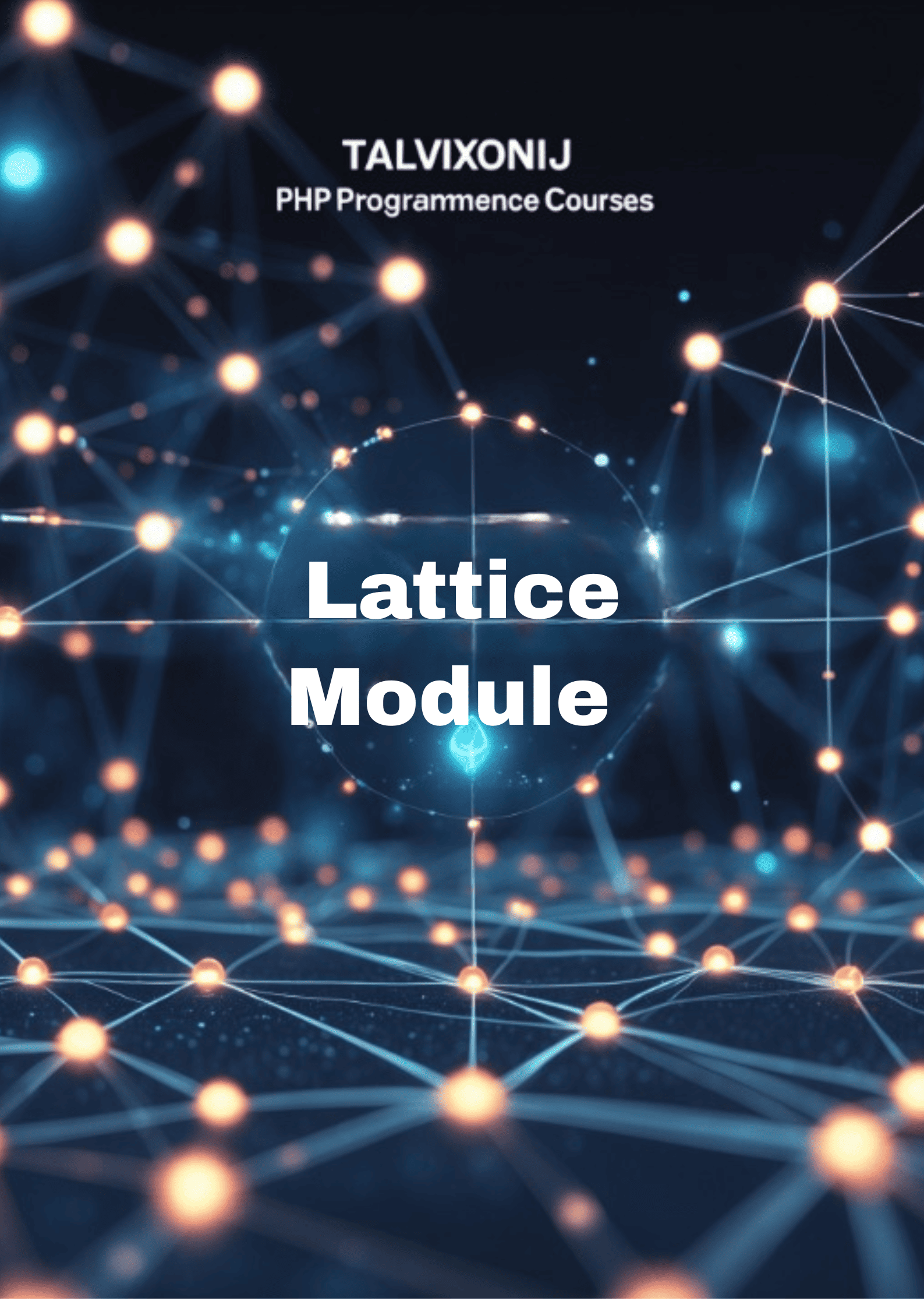 Cover of a book or document about PHP programming courses with a lattice module design.