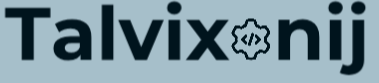 Logo of Talvix with a stylized 'nij' character on a blue background